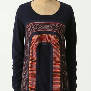 Anthro Moth Tizoc Embroidered Sweater